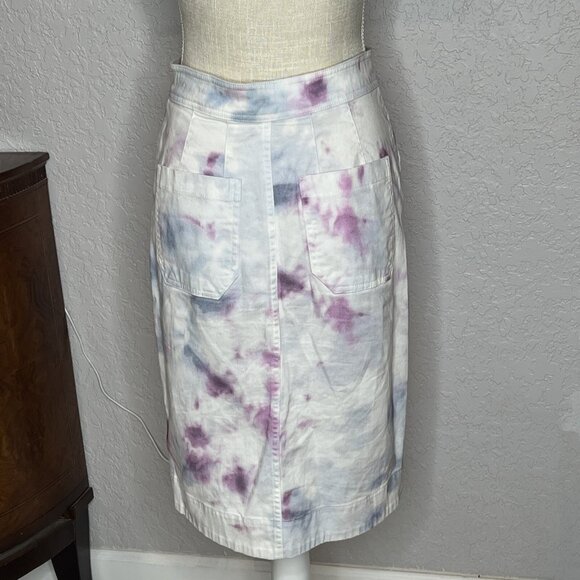 Anthropologie Tie-Dye Wrap Skirt With Button Details Size 2 Cotton Blend Pastel - Picture 5 of 9